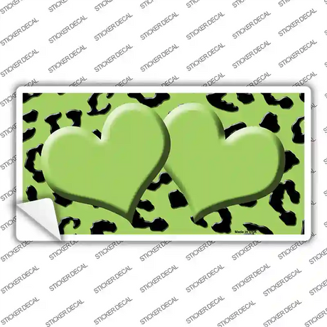 Lime Green Black Cheetah Lime Green Center Hearts Novelty Sticker Decal