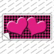 Pink Black Houndstooth Pink Center Hearts Novelty Sticker Decal