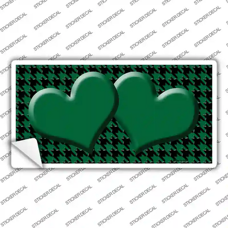 Green Black Houndstooth Green Center Hearts Novelty Sticker Decal