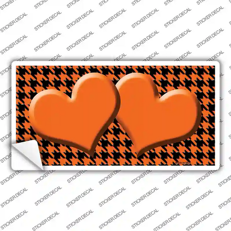 Orange Black Houndstooth Orange Center Hearts Novelty Sticker Decal