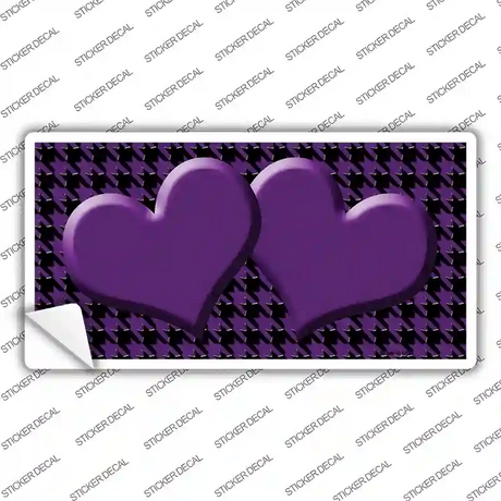 Purple Black Houndstooth Purple Center Hearts Novelty Sticker Decal