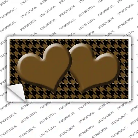 Brown Black Houndstooth Brown Center Hearts Novelty Sticker Decal
