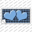 Light Blue Black Houndstooth Light Blue Center Hearts Novelty Sticker Decal
