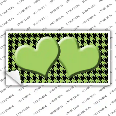 Lime Green Black Houndstooth Lime Green Center Hearts Novelty Sticker Decal