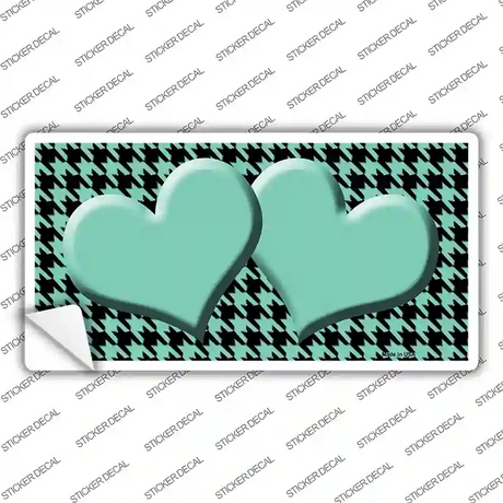 Mint Black Houndstooth Mint Center Hearts Novelty Sticker Decal