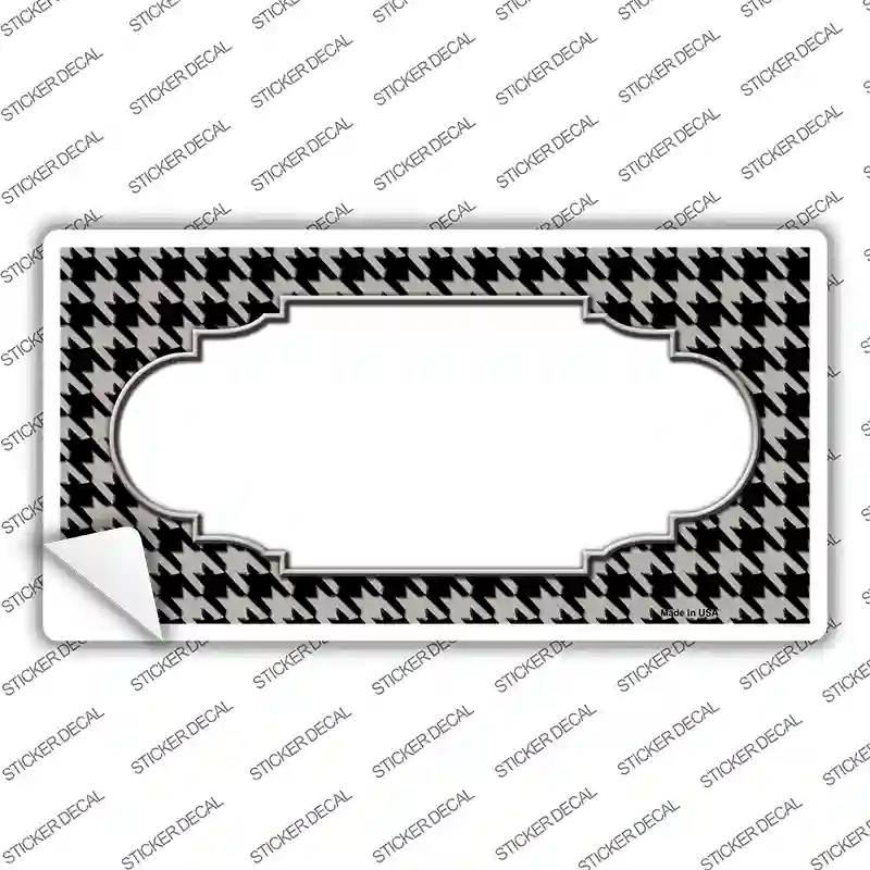 Grey Black Houndstooth Scallop Center Novelty Sticker Decal
