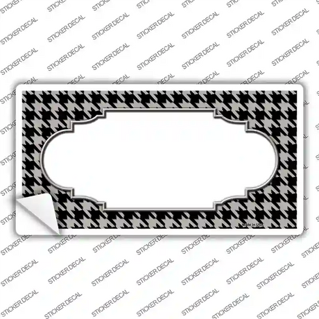 Grey Black Houndstooth Scallop Center Novelty Sticker Decal