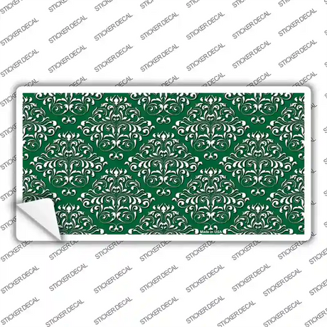 Green White Damask Novelty Sticker Decal