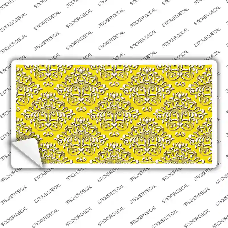 Yellow White Damask Novelty Sticker Decal