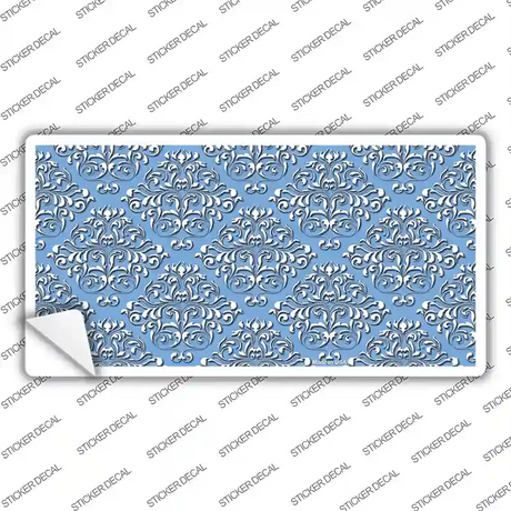 Light Blue White Damask Novelty Sticker Decal