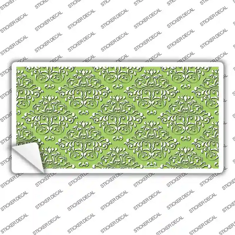 Lime Green White Damask Novelty Sticker Decal