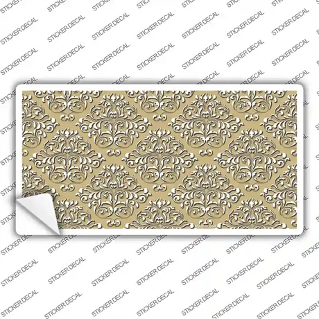 Gold White Damask Novelty Sticker Decal