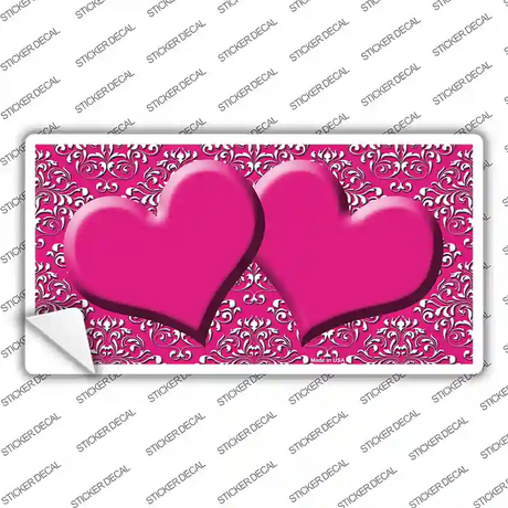 Pink White Damask Center Hearts Novelty Sticker Decal