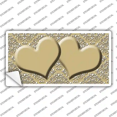 Gold White Damask Center Hearts Novelty Sticker Decal