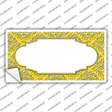 Yellow White Damask Center Scalloped Novelty Sticker Decal