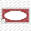 Red White Damask Center Scalloped Novelty Sticker Decal