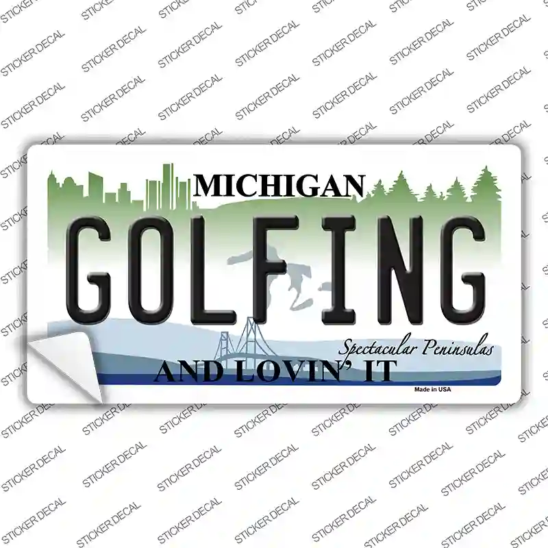 Golfing Michigan State Novelty Sticker Decal