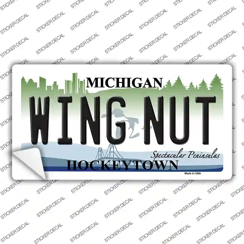 Wing Nut Michigan State Novelty Sticker Decal