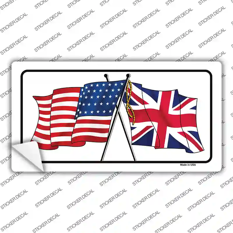 United States Britain Crossed Flags Novelty Sticker Decal