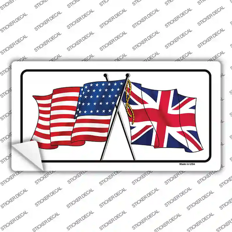 United States Britain Crossed Flags Novelty Sticker Decal