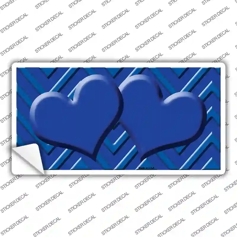 Blue Light Blue Heart Chevron Novelty Sticker Decal