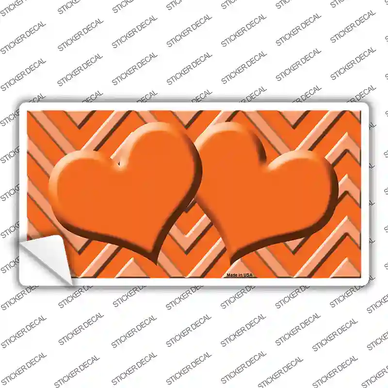 Orange Light Orange Heart Chevron Novelty Sticker Decal