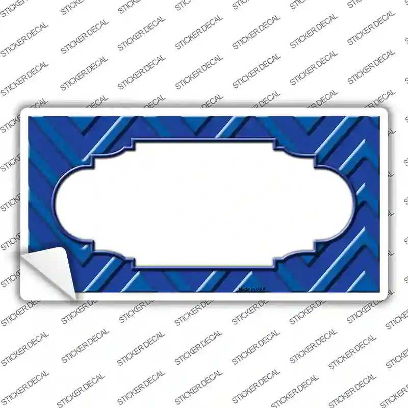 Blue Light Blue Scallop Chevron Novelty Sticker Decal