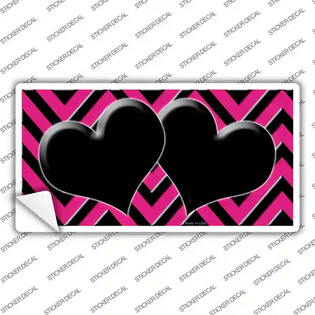 Pink Black Chevon Hearts Novelty Sticker Decal