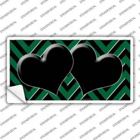 Green Black Chevon Hearts Novelty Sticker Decal