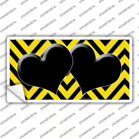 Yellow Black Chevon Hearts Novelty Sticker Decal