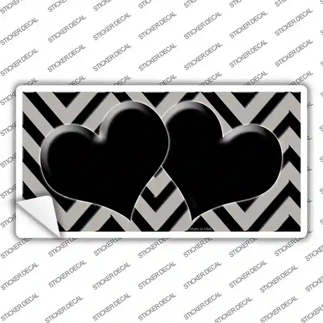 Grey Black Chevon Hearts Novelty Sticker Decal