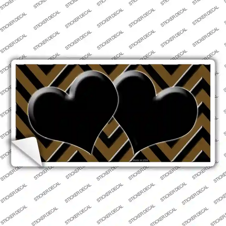 Brown Black Chevon Hearts Novelty Sticker Decal