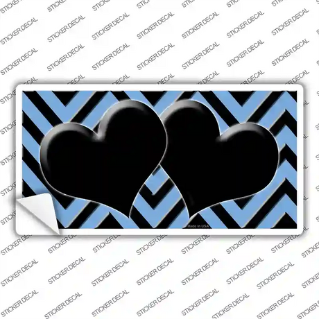 Light Blue Black Chevon Hearts Novelty Sticker Decal