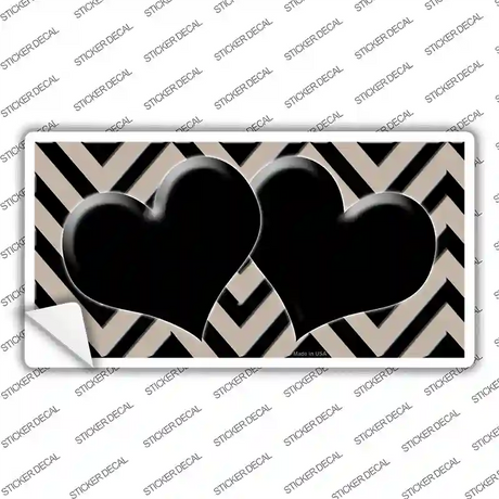 Tan Black Chevon Hearts Novelty Sticker Decal