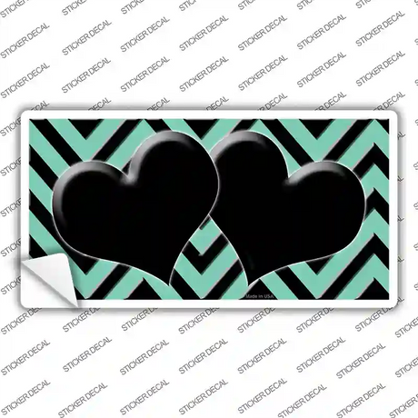 Mint Black Chevon Hearts Novelty Sticker Decal