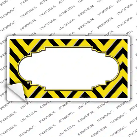 Yellow Black Chevron Scallop Novelty Sticker Decal