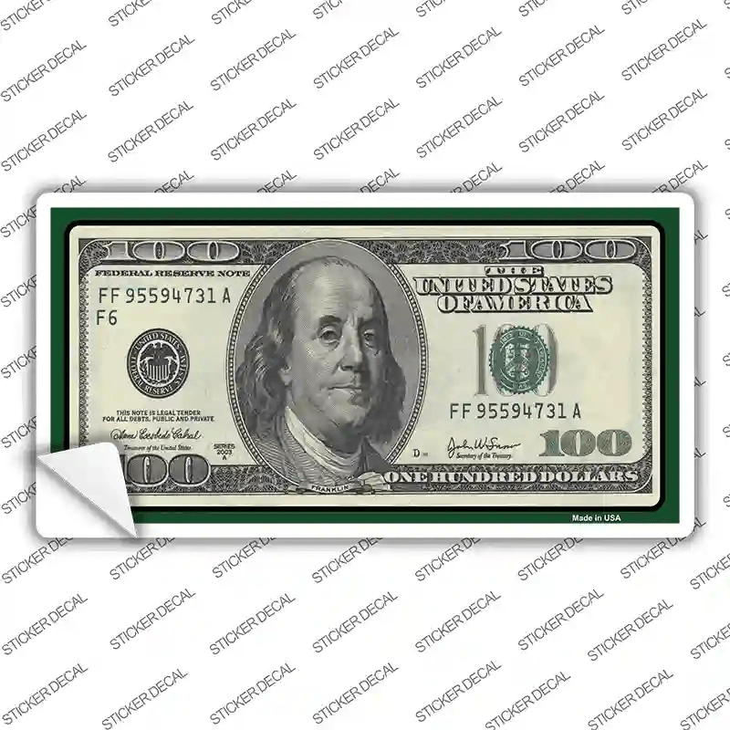 $100 Bill Novelty Sticker Decal