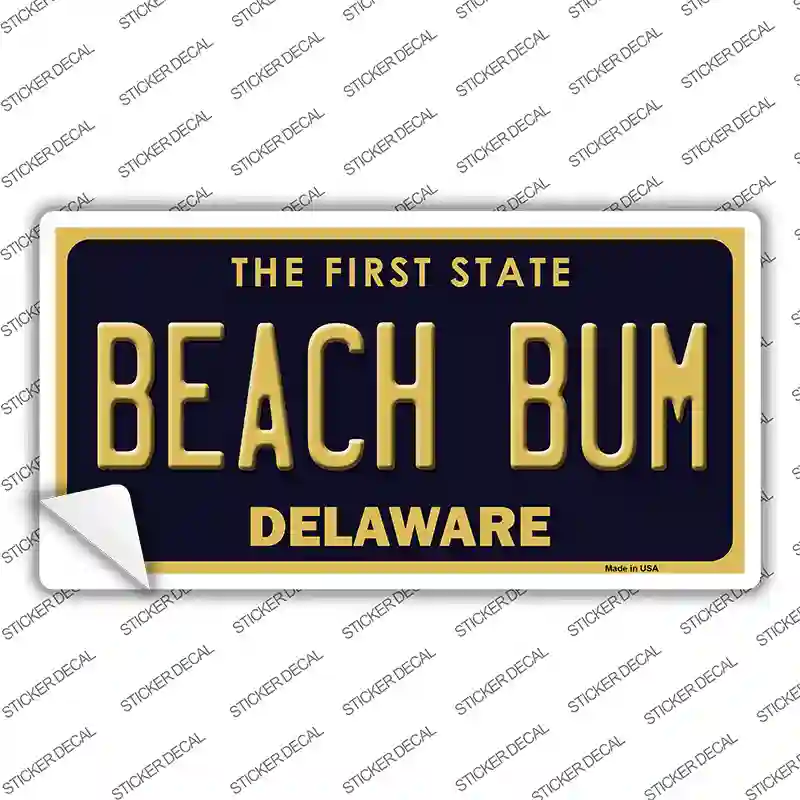 Beach Bum Delaware Novelty Sticker Decal