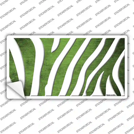 Lime Green White Zebra Oil Rubbed Novelty Sticker Decal