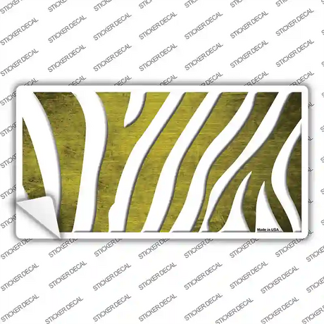 Yellow White Zebra Oil Rubbed Novelty Sticker Decal