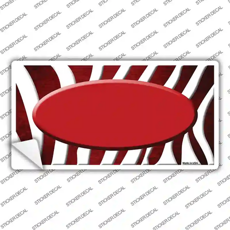 Red White Zebra Oval Oil Rubbed Novelty Sticker Decal