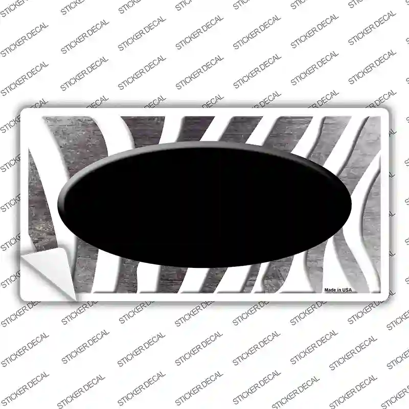 Black White Zebra Oval Oil Rubbed Novelty Sticker Decal