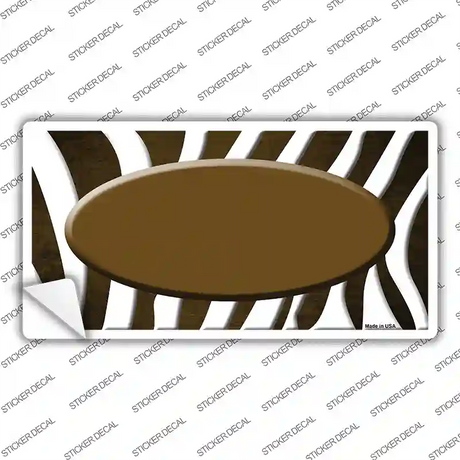 Brown White Zebra Oval Oil Rubbed Novelty Sticker Decal