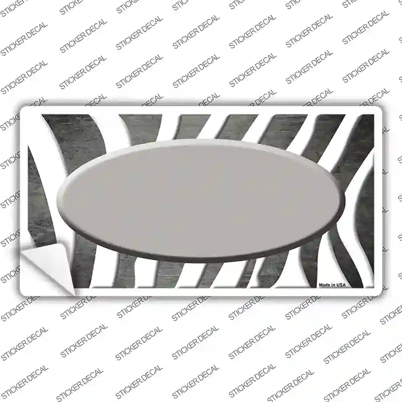 Gray White Zebra Oval Oil Rubbed Novelty Sticker Decal