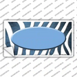 Light Blue White Zebra Oval Oil Rubbed Novelty Sticker Decal