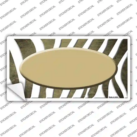 Gold White Zebra Oval Oil Rubbed Novelty Sticker Decal