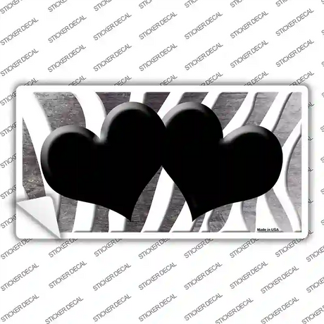 Black White Zebra Hearts Oil Rubbed Novelty Sticker Decal