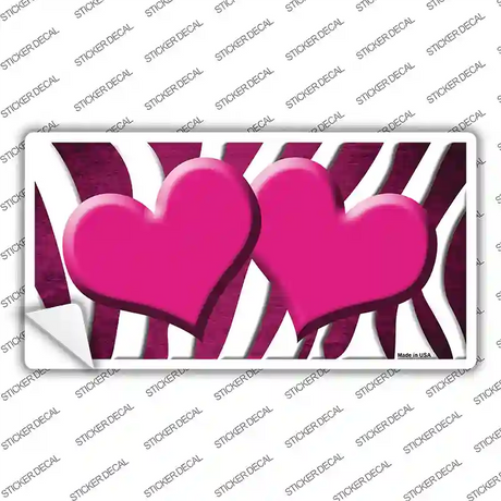 Pink White Zebra Hearts Oil Rubbed Novelty Sticker Decal