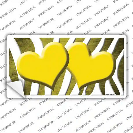 Yellow White Zebra Hearts Oil Rubbed Novelty Sticker Decal