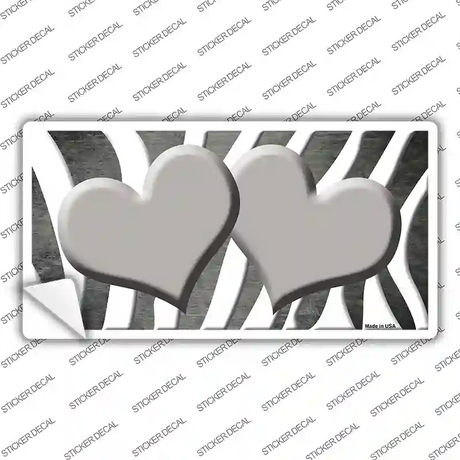 Gray White Zebra Hearts Oil Rubbed Novelty Sticker Decal